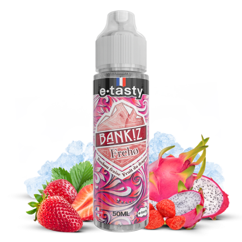 alt="E-liquide Bankiz Freho 50 ml – fraise fruit du dragon givré"