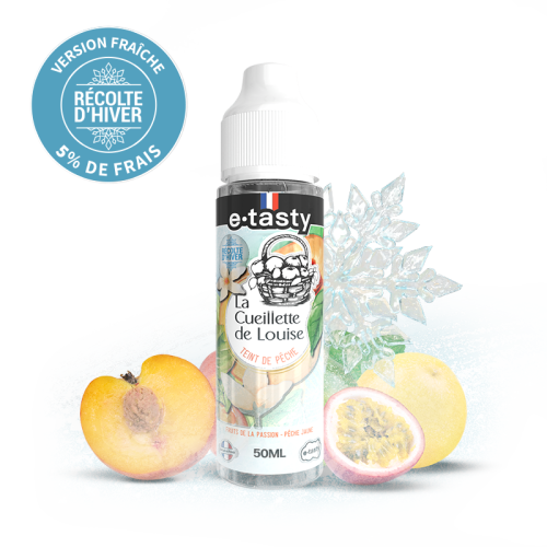 alt="Teint de Pêche 10 ml – e-liquide pêche jaune et fruit de la passion frais doux"