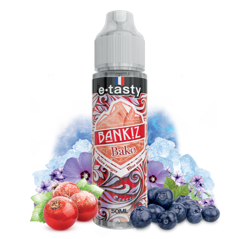 Bako – Bankiz, e-liquide 50 ml baies rouges, blue mist & violette fraîche