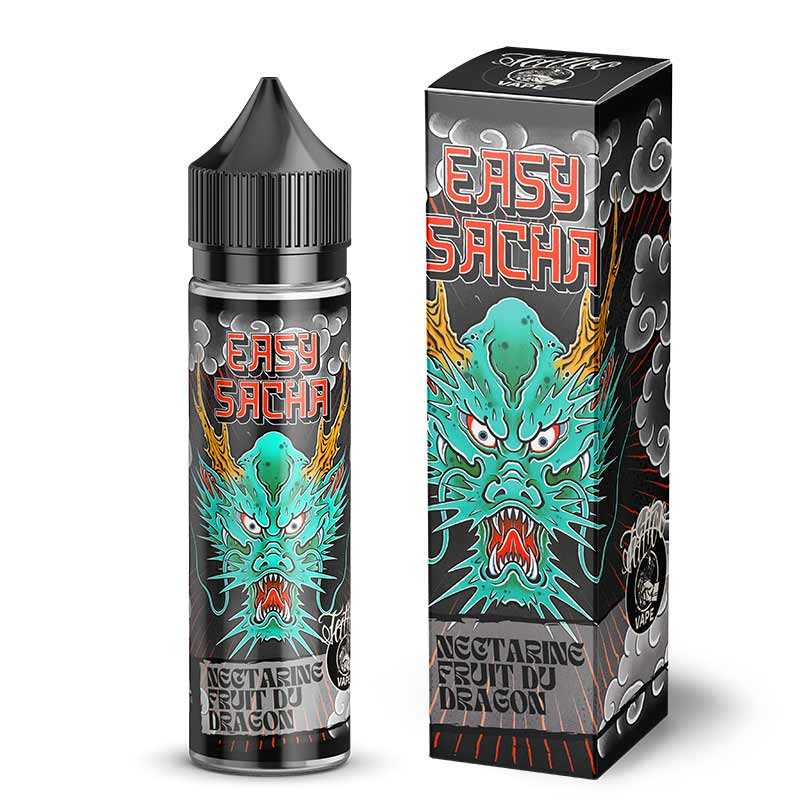 Easy Sacha – Tattoo Vape, e-liquide 50 ml nectarine & fruit du dragon tout en douceur
