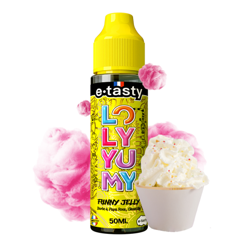 Funny Jelly – Loly Yumy, e-liquide 50 ml barbe à papa rose & chantilly sucrée