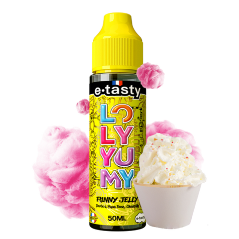 Funny Jelly – Loly Yumy, e-liquide 50 ml barbe à papa rose & chantilly sucrée