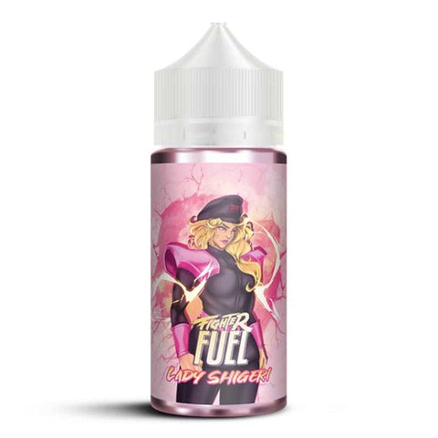 Lady Shigeri – Fighter Fuel, e-liquide 100 ml fraise, grenade & pastèque sans fraîcheur