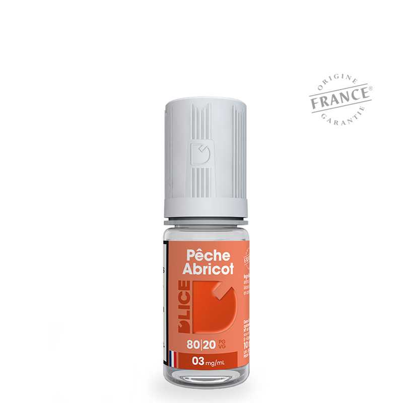 Pêche Abricot – D’Lice, e-liquide 50 ml pêche juteuse & abricot velouté