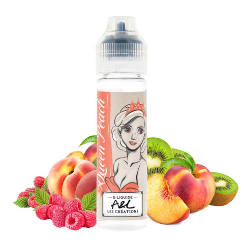 Queen Peach – A&L, e-liquide 50 ml pêche & framboise fruitée