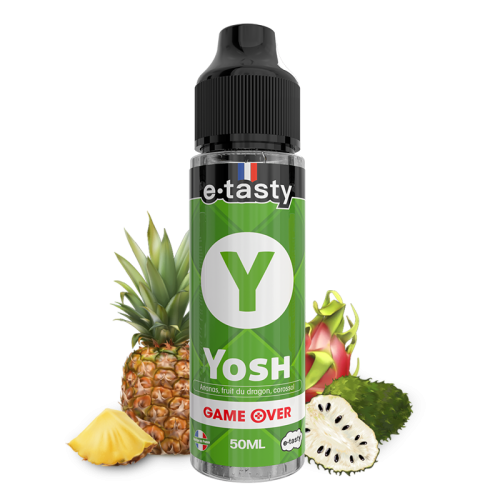 alt="Yosh Gameover 10 ml – e-liquide ananas, pitaya et corossol frais"